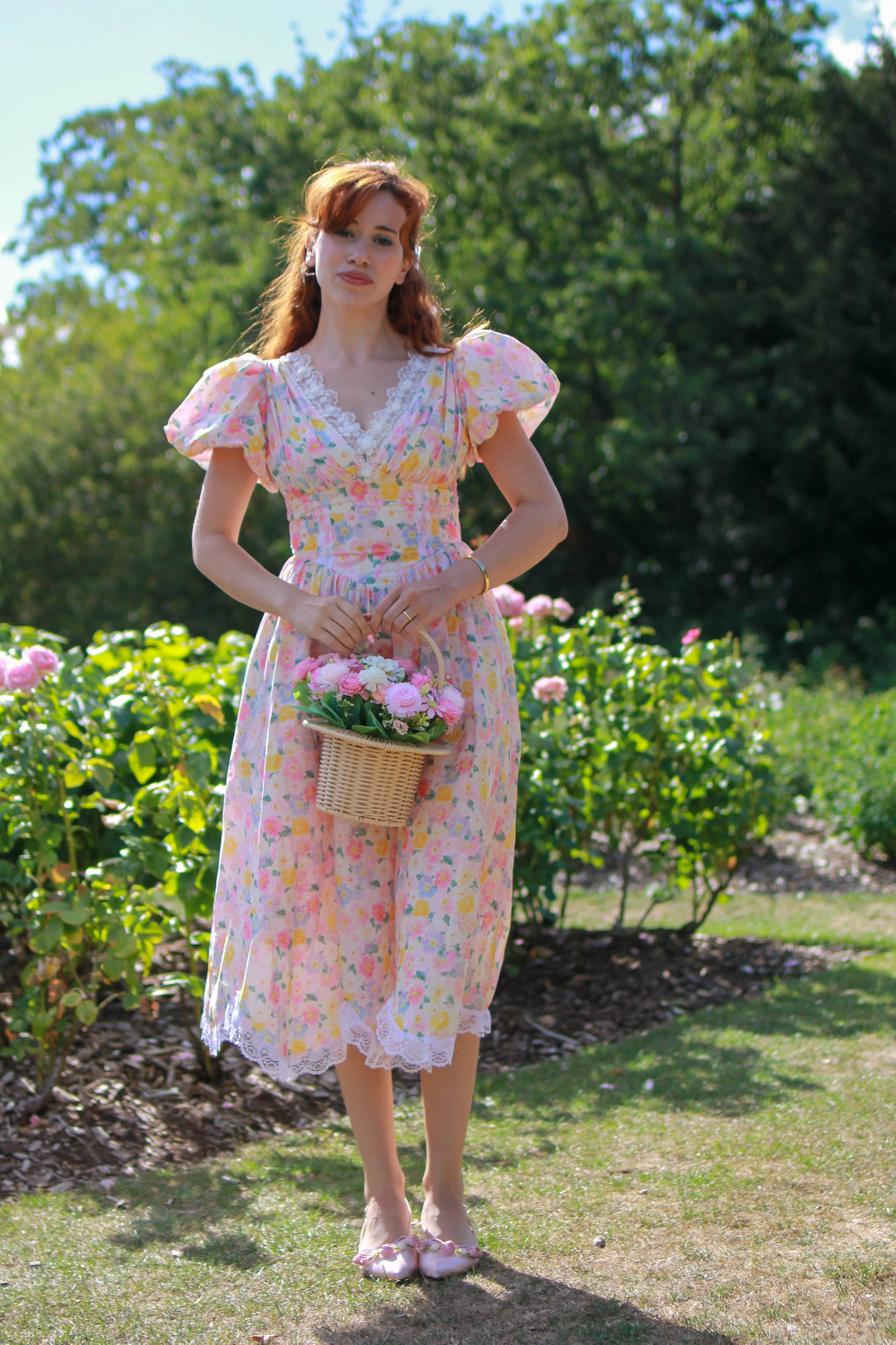 Painted Bloom Midi Dress - Pink