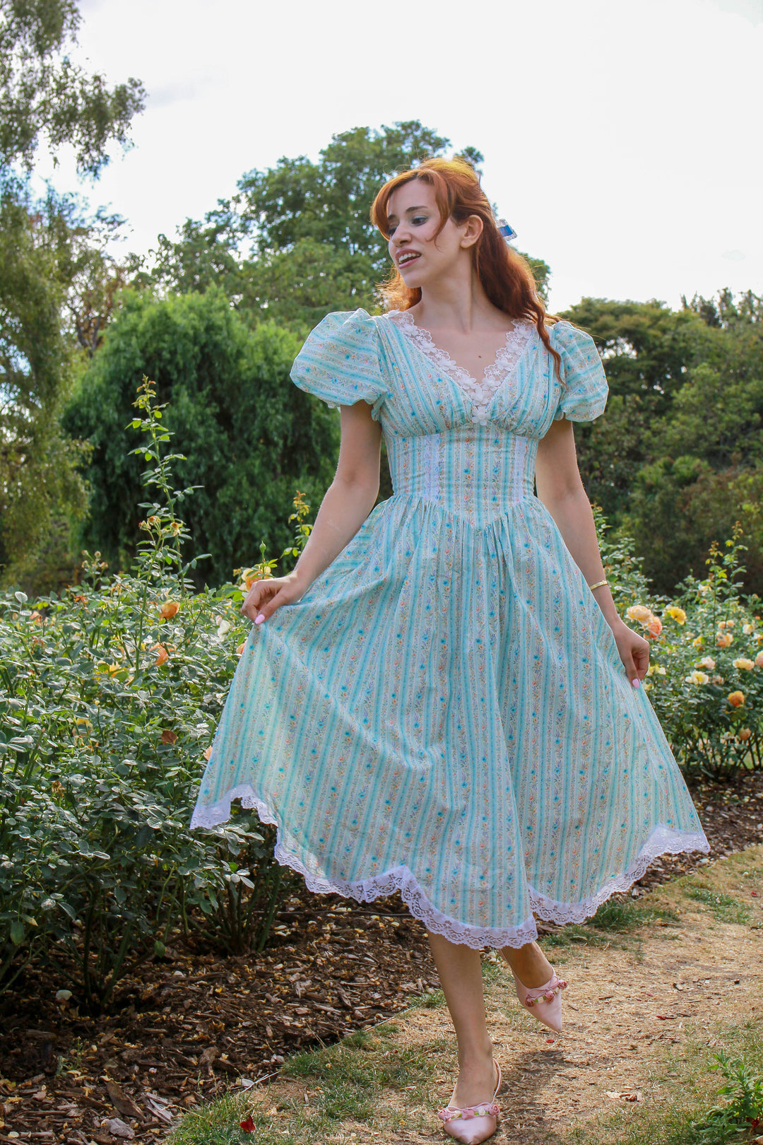 Secret Bloom Midi Dress - Blue