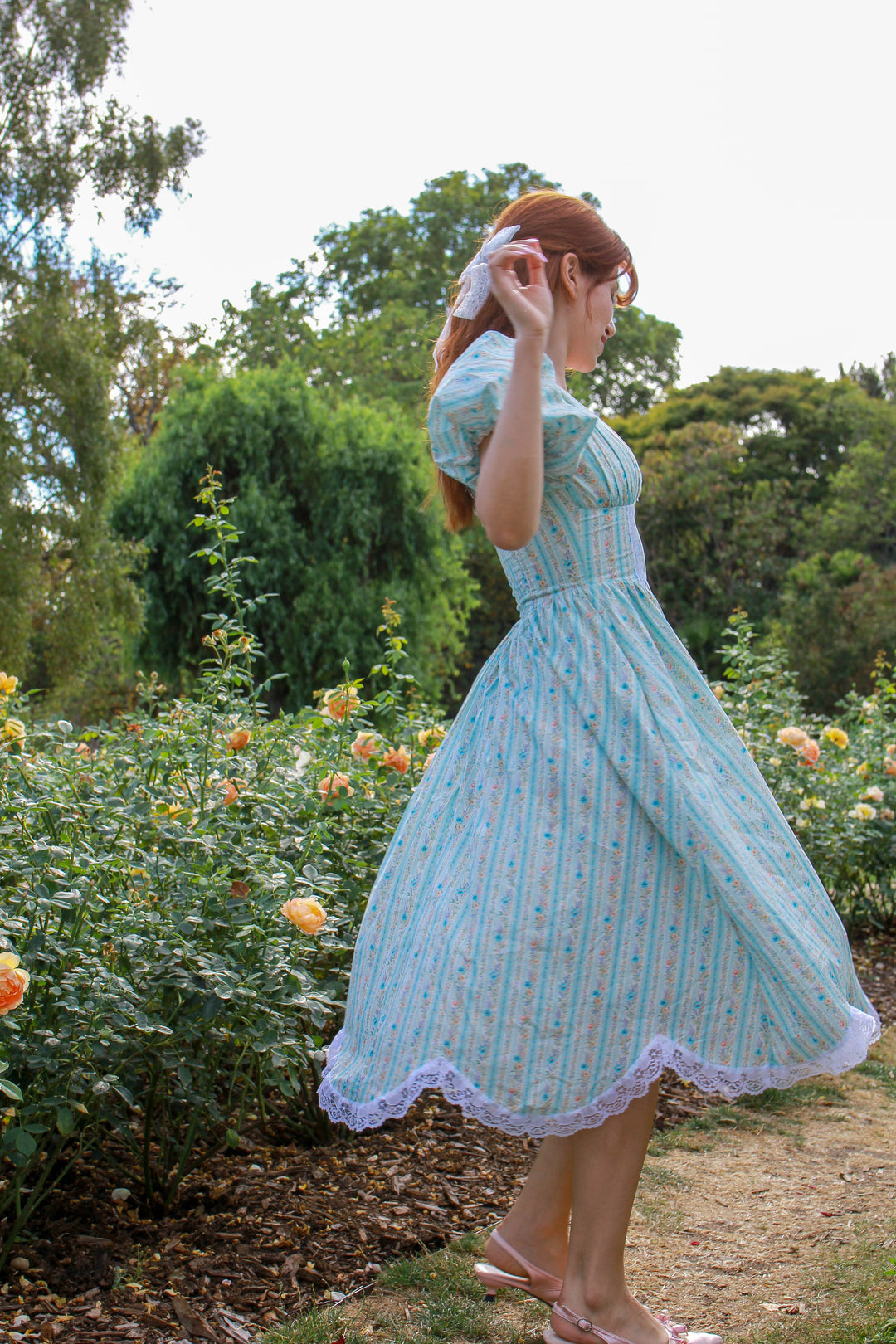 Secret Bloom Midi Dress - Blue