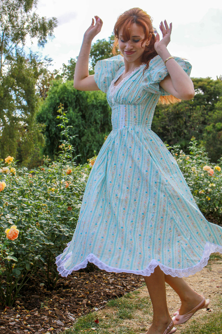Secret Bloom Midi Dress - Blue