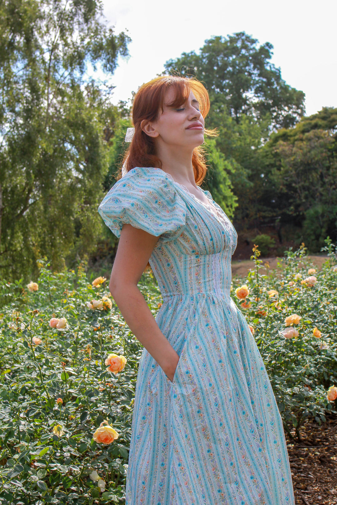 Secret Bloom Midi Dress - Blue