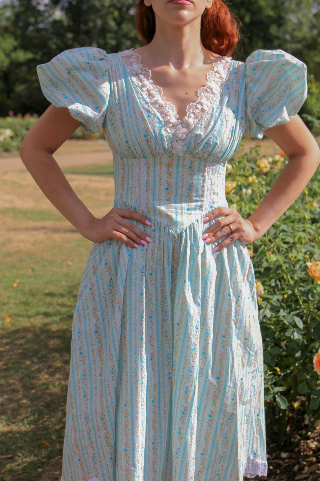 Secret Bloom Midi Dress - Blue