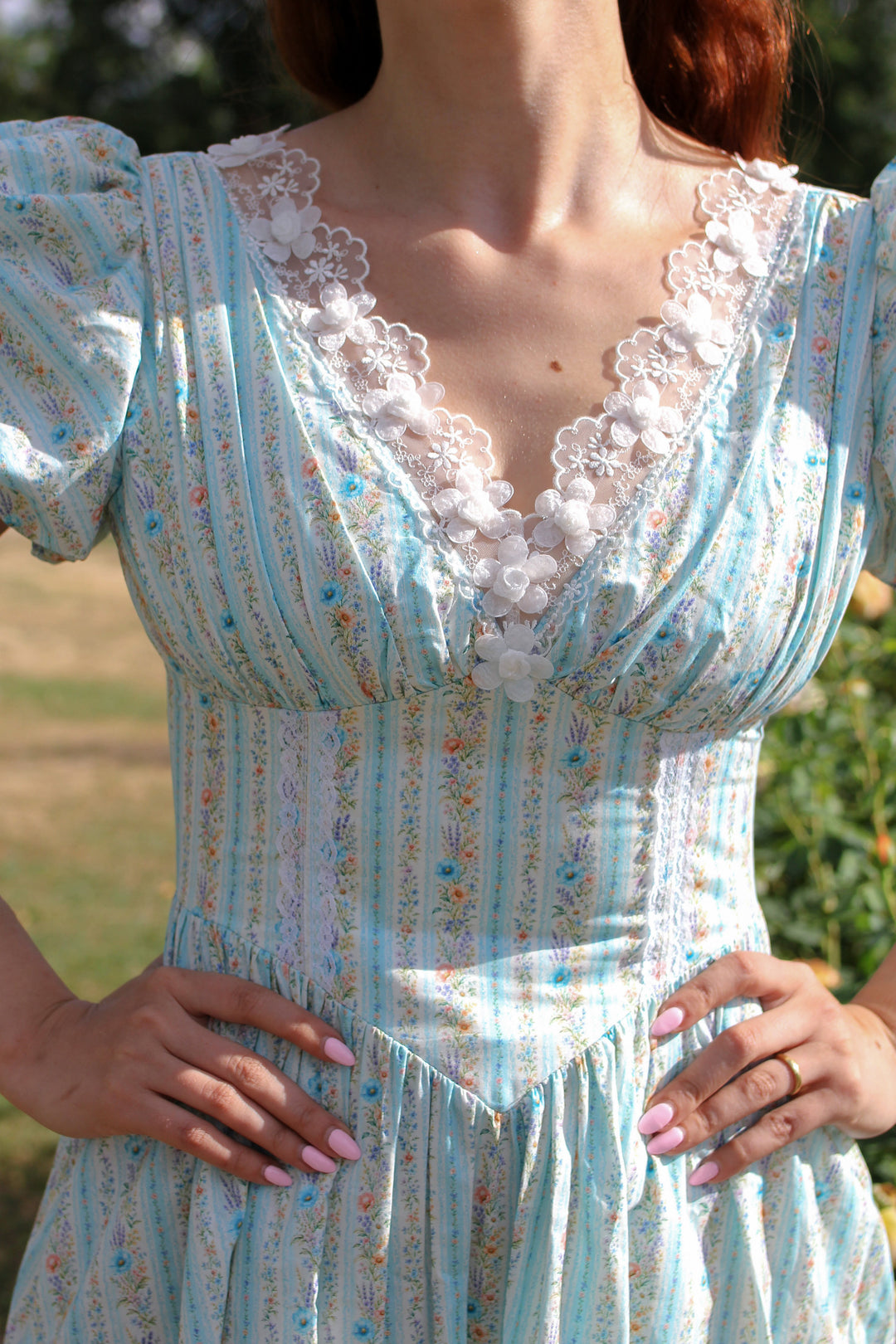 Secret Bloom Midi Dress - Blue