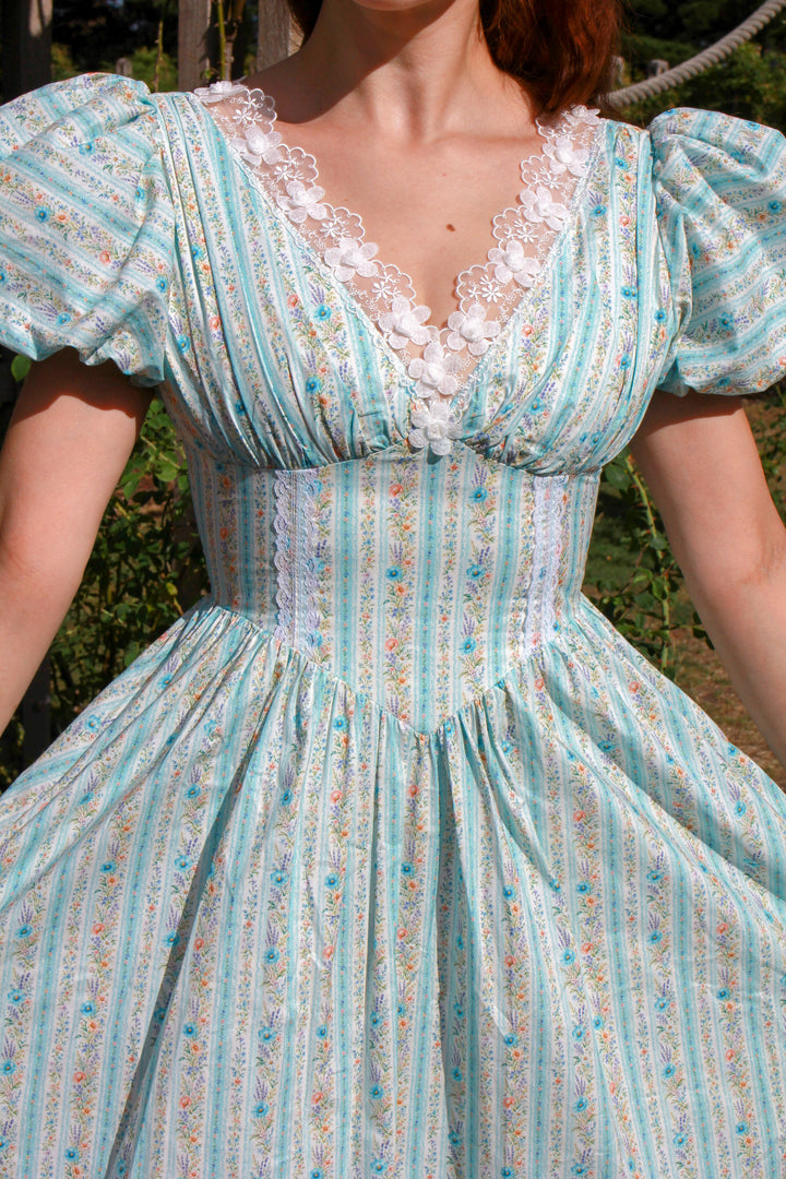 Secret Bloom Midi Dress - Blue