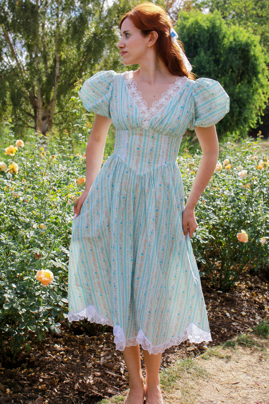 Secret Bloom Midi Dress - Blue