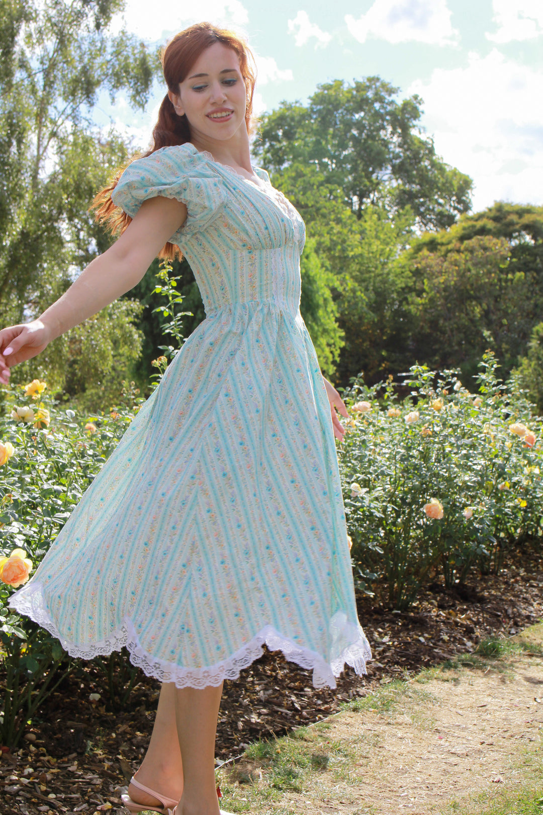 Secret Bloom Midi Dress - Blue