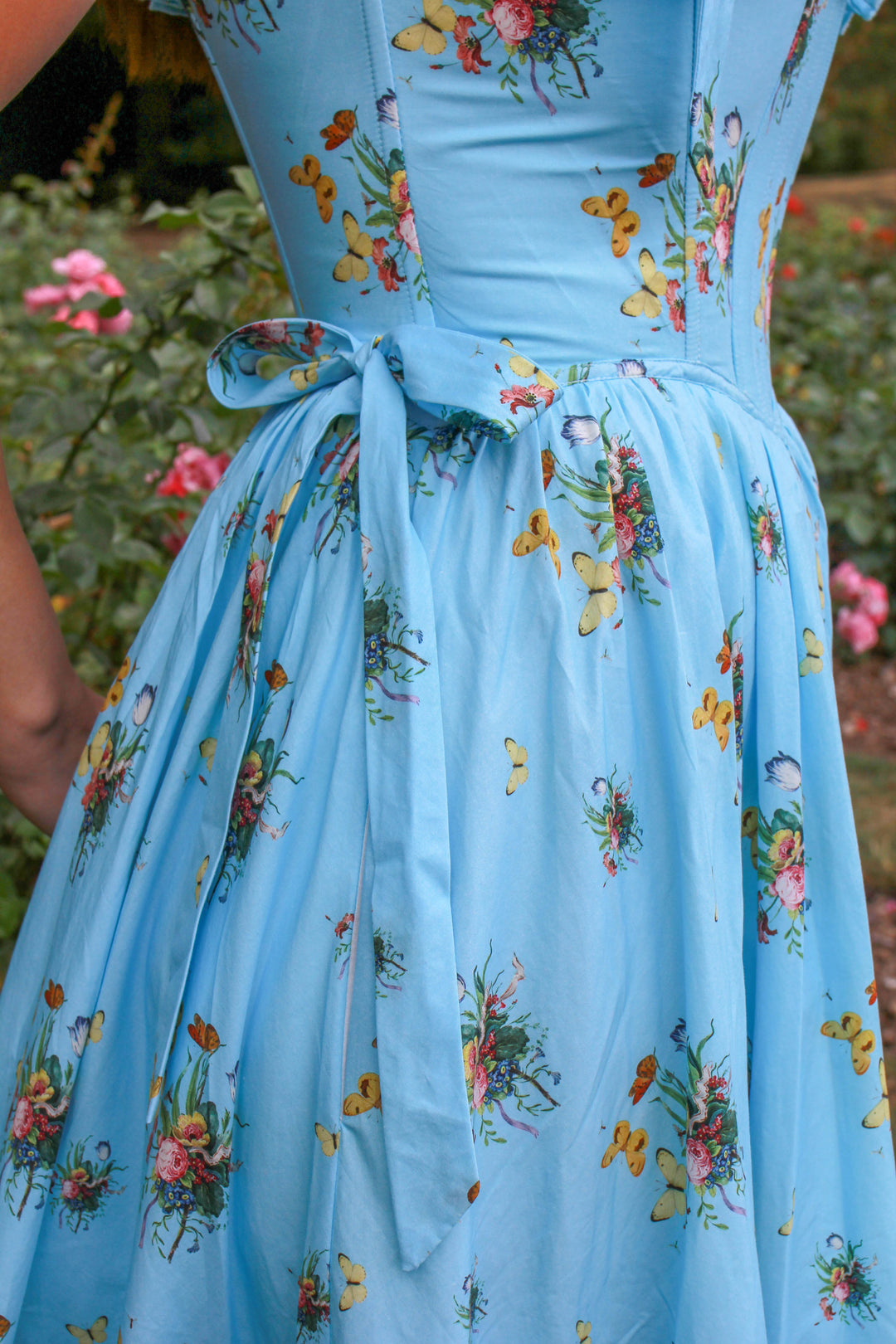 Botanical Heirloom Corset Midi Dress - Blue