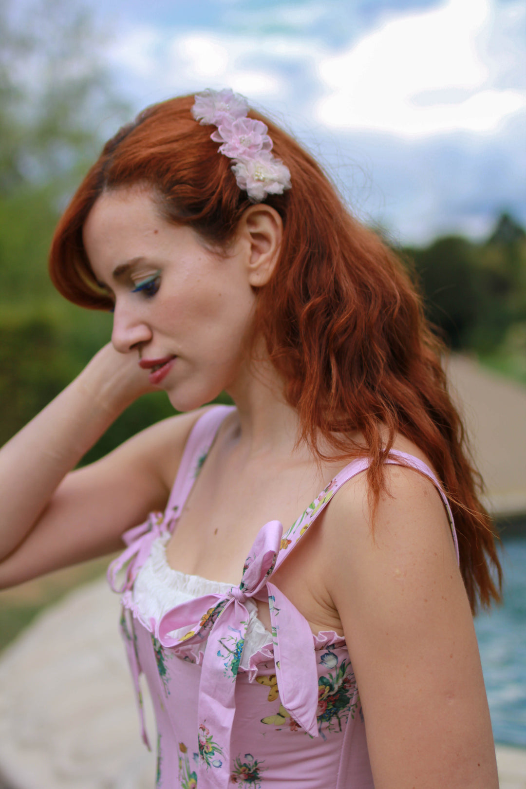 Botanical Heirloom Corset Midi Dress - Pink