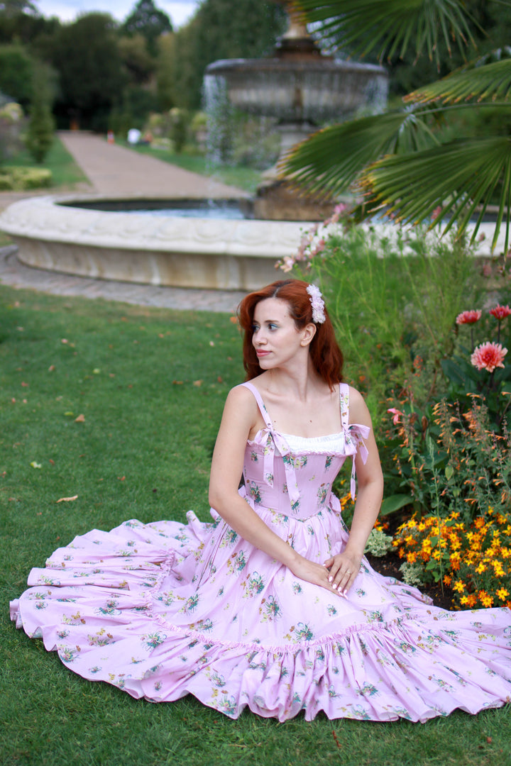 Botanical Heirloom Corset Midi Dress - Pink