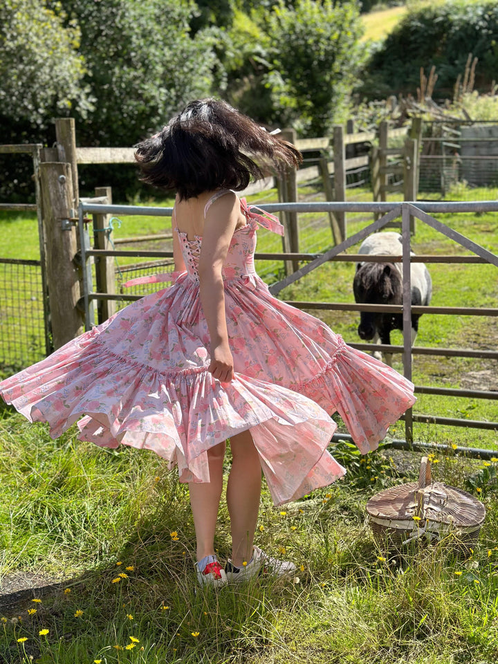 Garden Symphony Corset Midi Dress - Pink