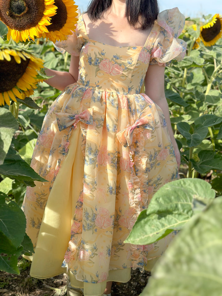 Rose Waltz Midi Dress - Sunshine Yellow