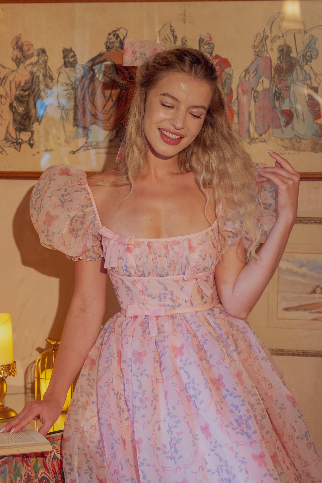 Rococo Melody Midi Dress - Blush