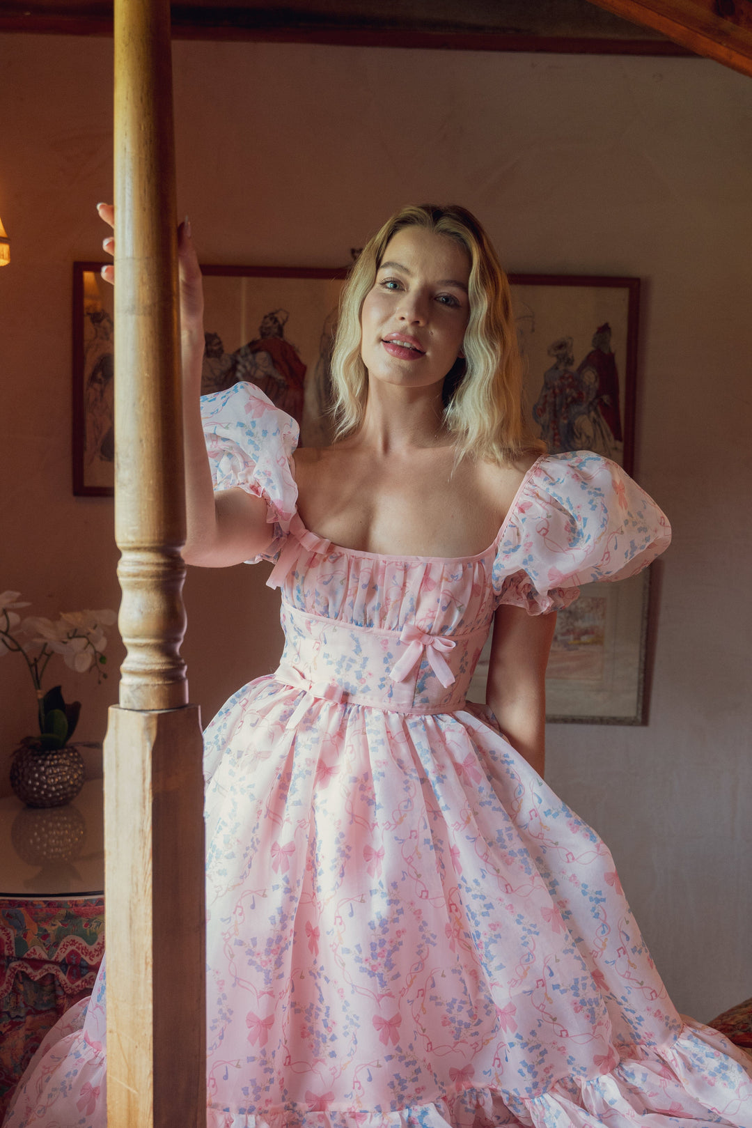 rococo midi dress Floral Rococo Lace Mermaid Midi Dress Pink / S