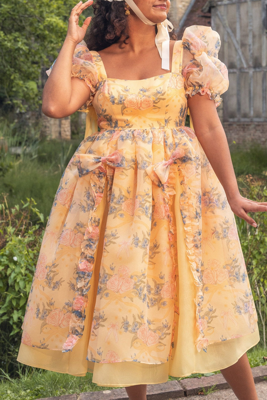 Rose Waltz Midi Dress - Sunshine Yellow