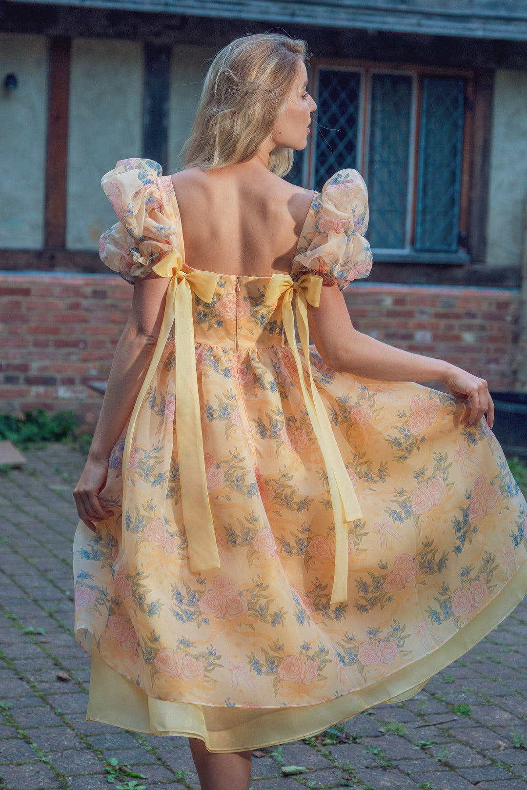 Rose Waltz Midi Dress - Sunshine Yellow