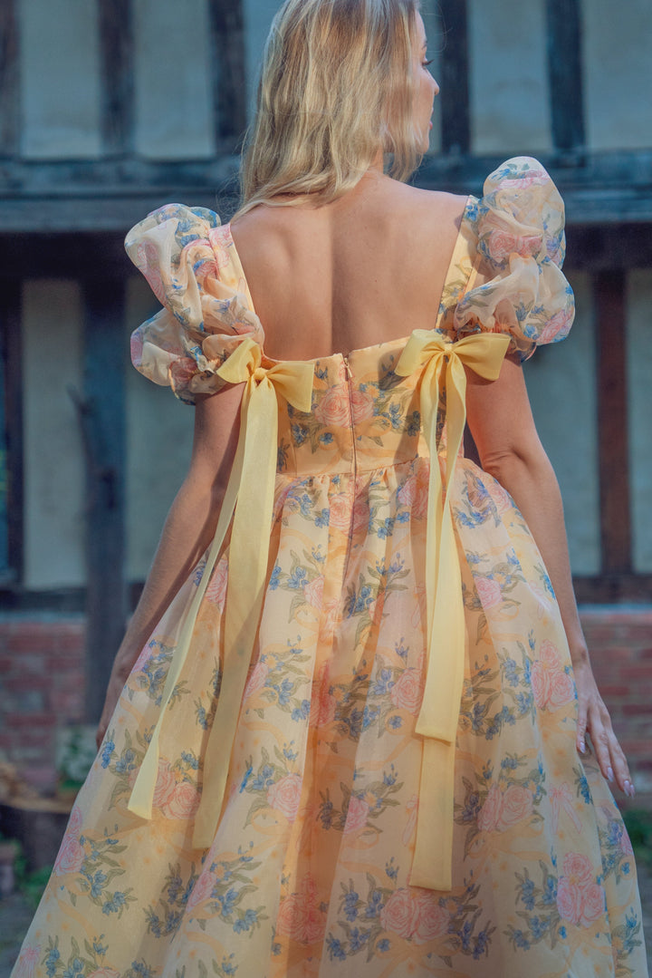 Rose Waltz Midi Dress - Sunshine Yellow