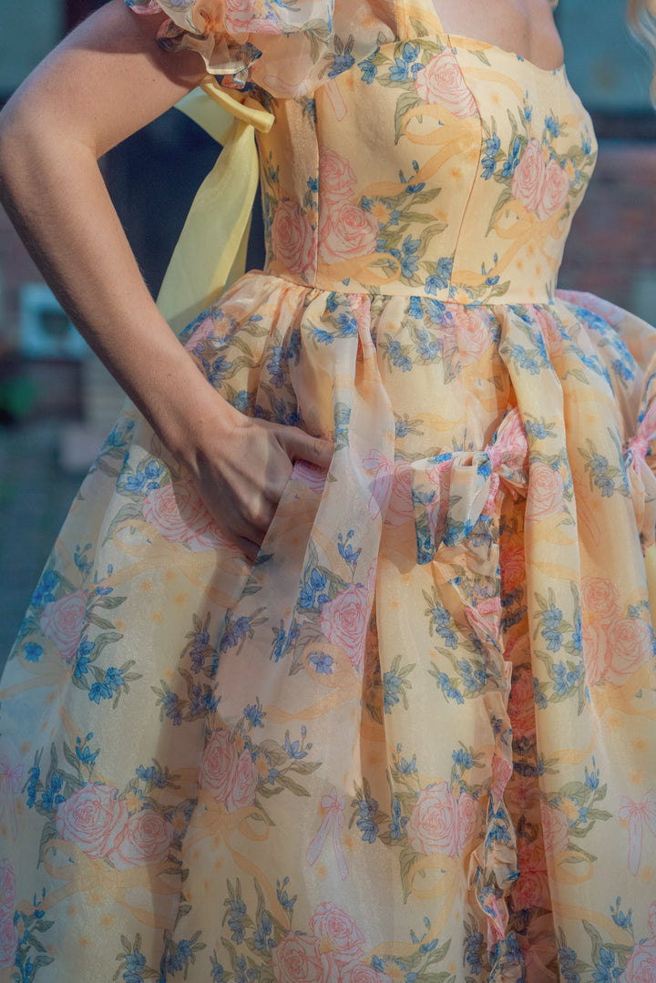 Rose Waltz Midi Dress - Sunshine Yellow