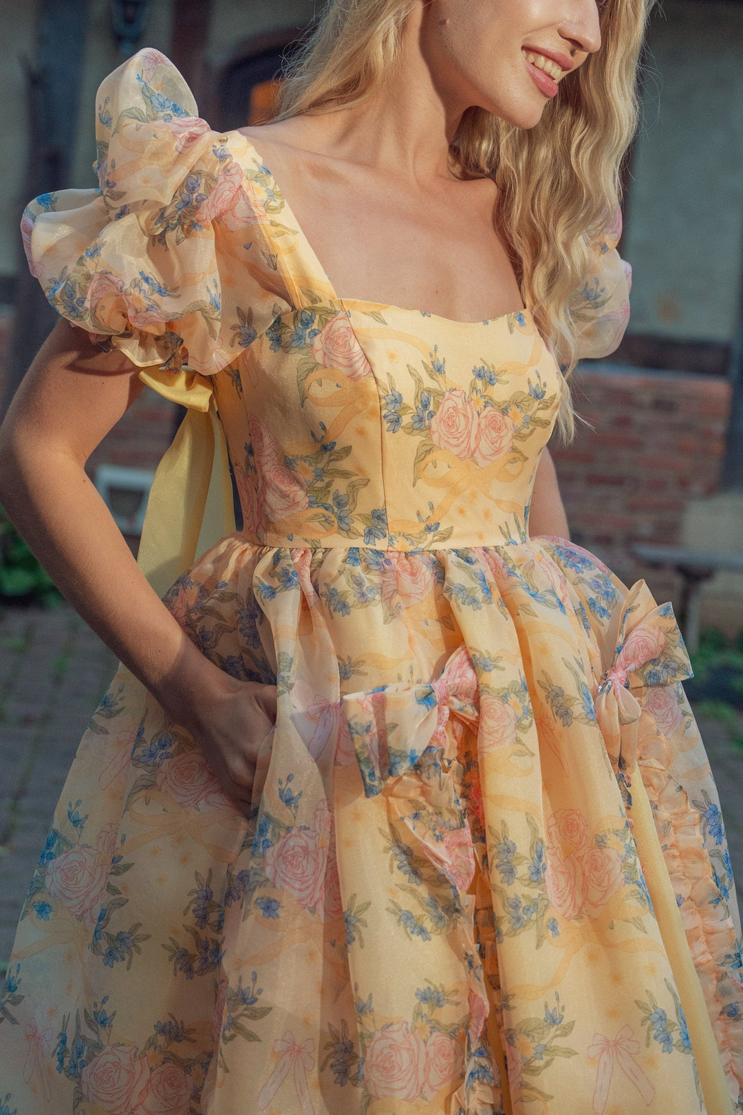 Rose Waltz Midi Dress - Sunshine Yellow