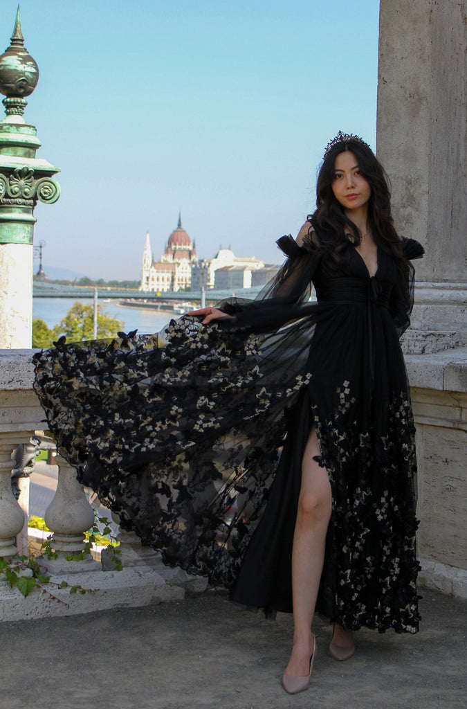 black fairy dress Aurora Butterfly Gown Flavor:Low Calorie Balsamic Dressing Do i look good Elastic back 30s black velvet dress