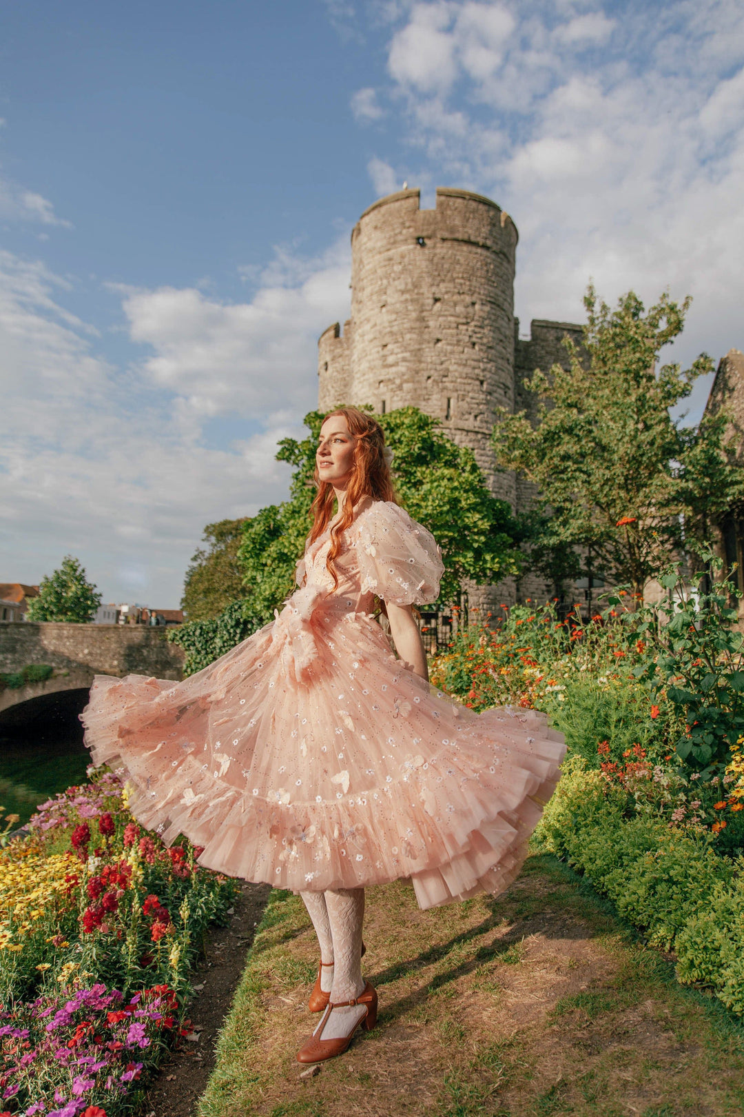 enchanted castle midi dress pink Butterfly Fairy Sequin Midi Dress