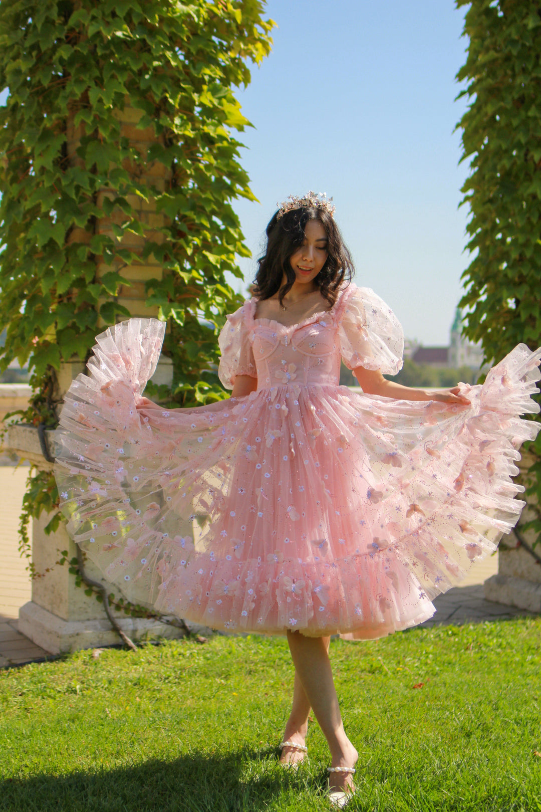 Butterfly Fairy Sequin Midi Dress - Peach Fairy Tong Butterfly Fairy Sequin Midi Dress - Peach Fairy Tong