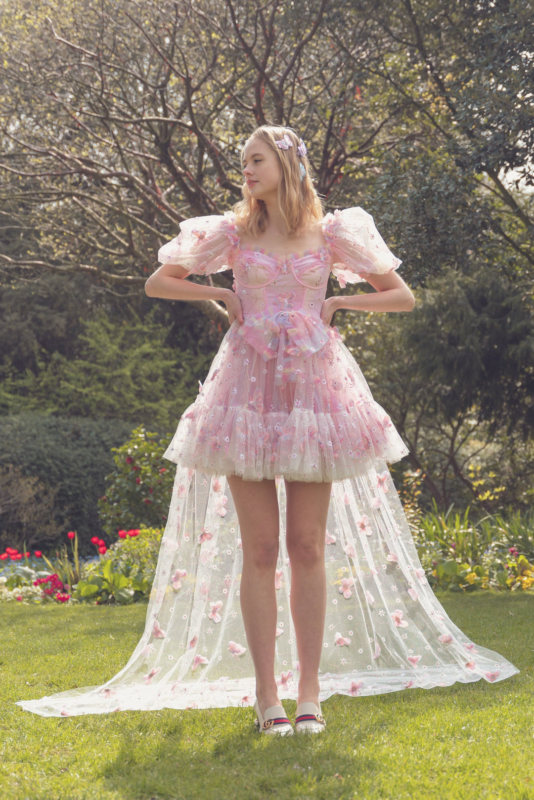 Butterfly Fairy Sequin Mini Dress with Train - Rainbow Fairy Tong Butterfly Fairy Sequin Mini Dress with Train - Rainbow Fairy Tong