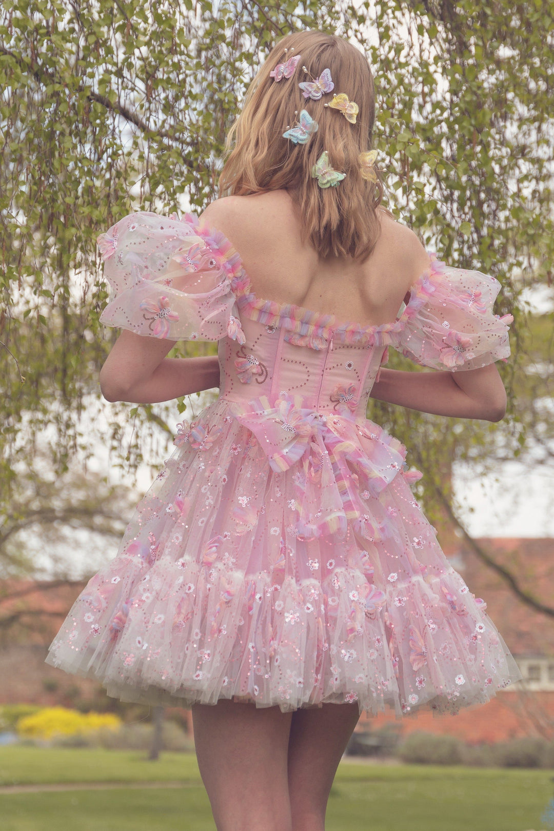 butterfly glitter dress Butterfly Fairy Sequin Mini Dress with Train
