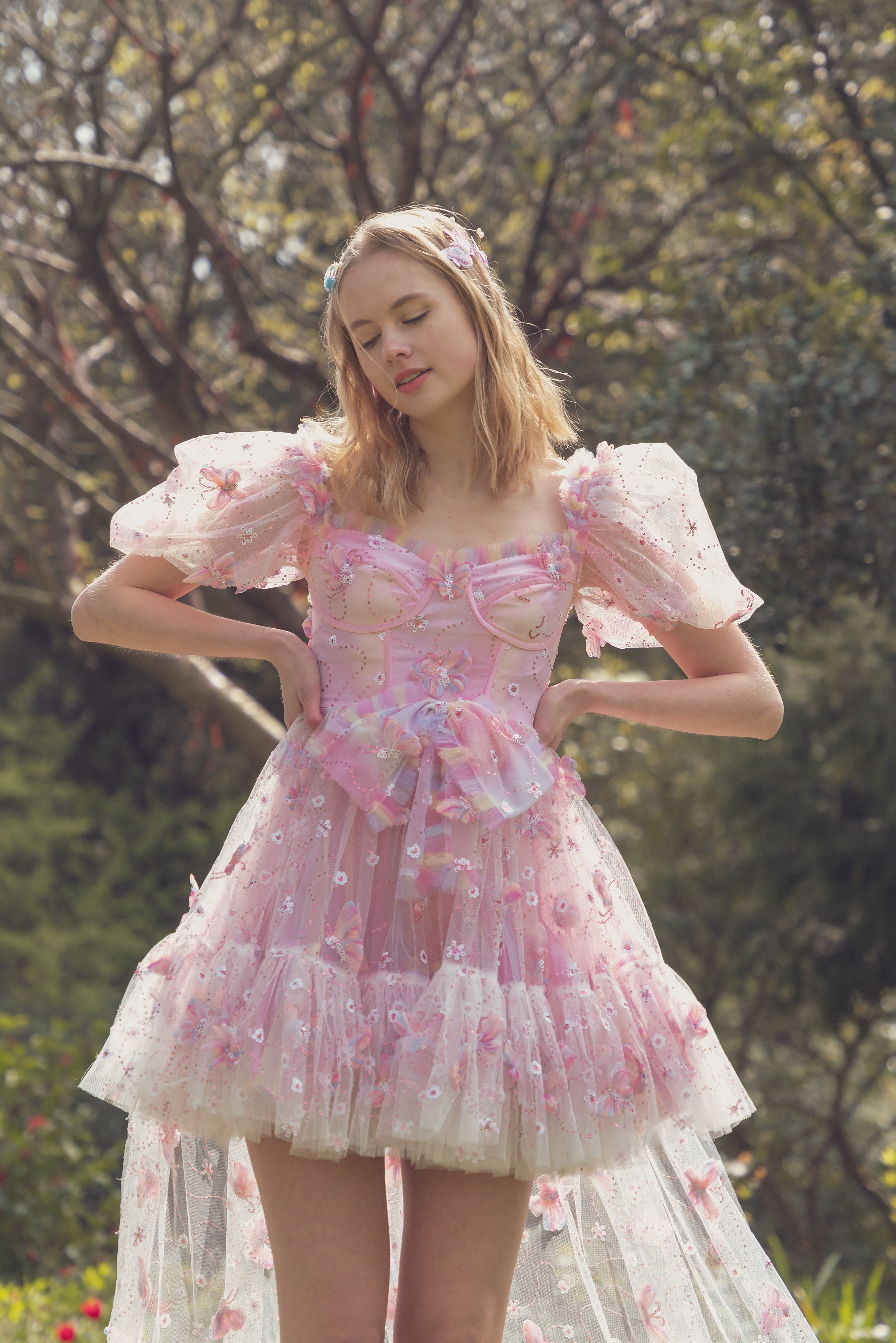 Butterfly Fairy Sequin Mini Dress with Train - Rainbow – Fairy Tong