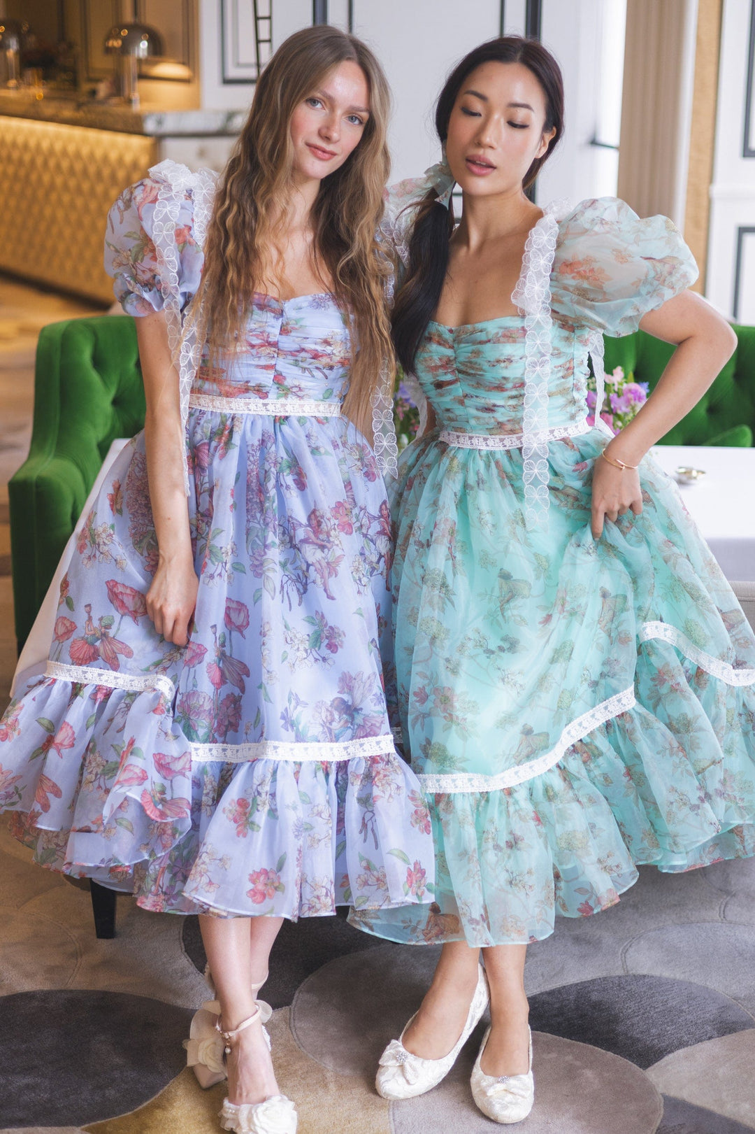 mint fairy dress women Step into a dream with this fairy beaded midi dress, a whimsical creation in soft mint green adorned with delicate pink blossoms. The illusion bodice sparkles with embroidery and beadwork, while sheer