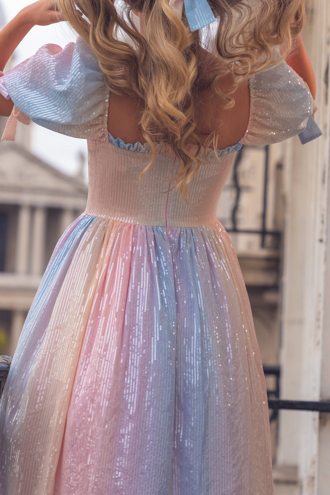 midi rainbow dress Pastel Rainbow Tiered Midi