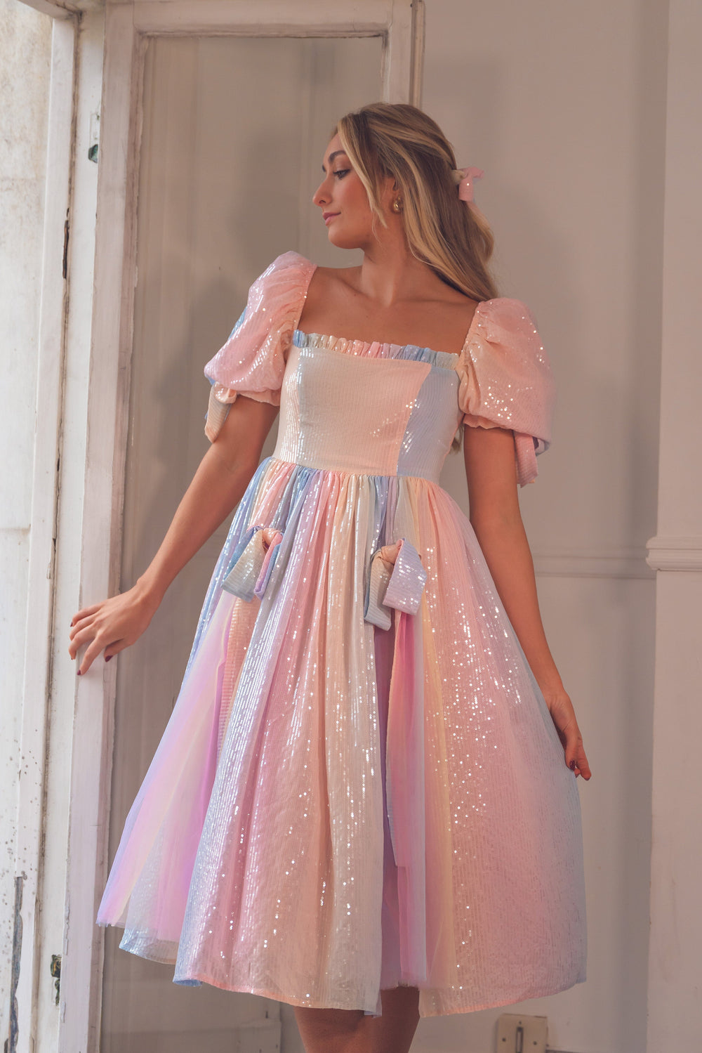 Fairy Tong dress S / Rainbow *Sample* Rainbowland Sequin Midi Dress