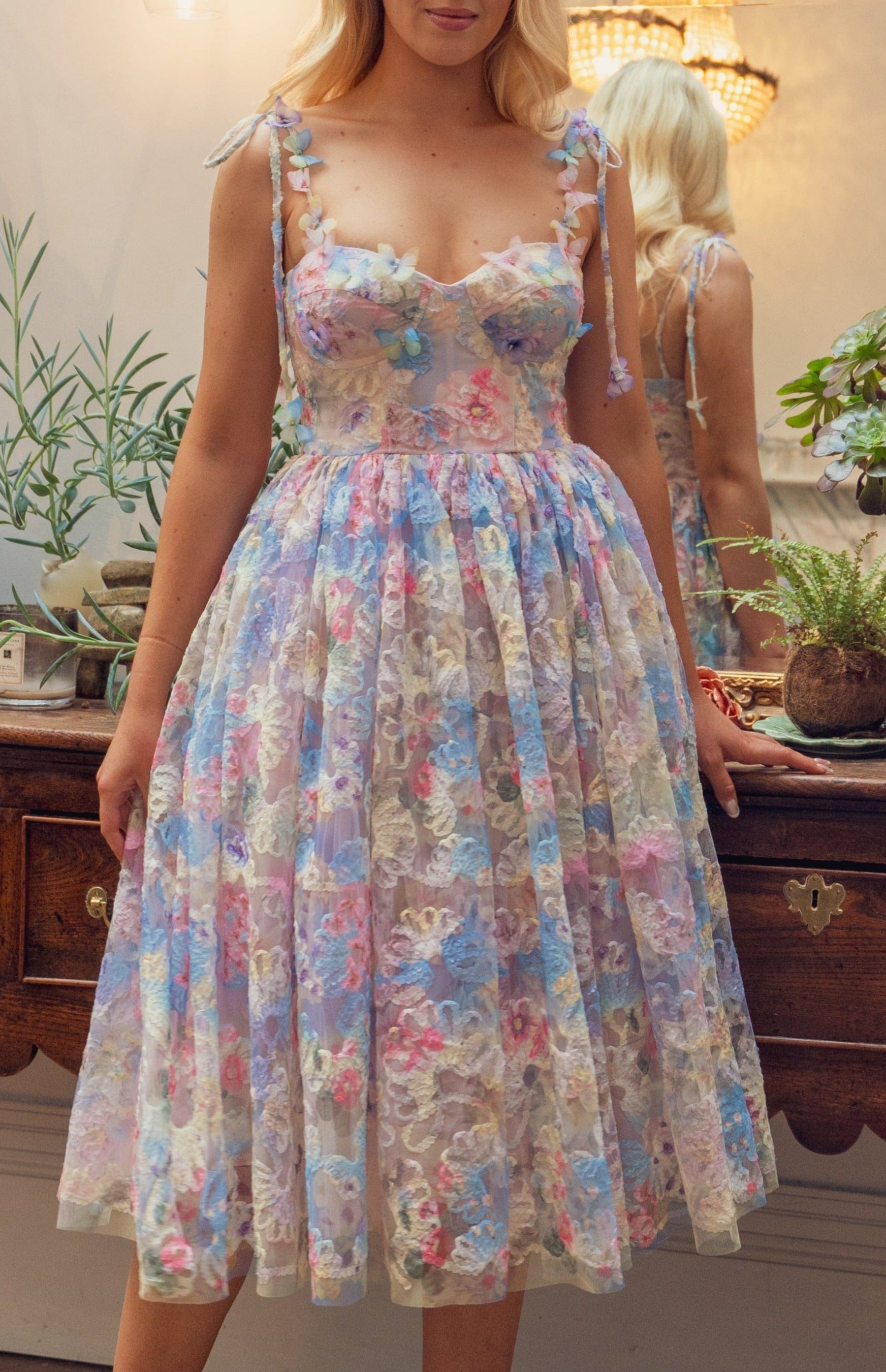 Water Lily & Butterfly Midi Dress Fairy Tong