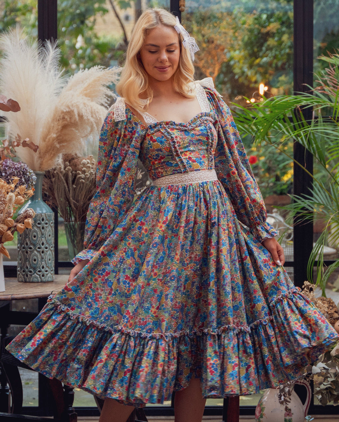 Fairy Tong dress Wild Meadow Magic Midi Dress - Vibrant Floral