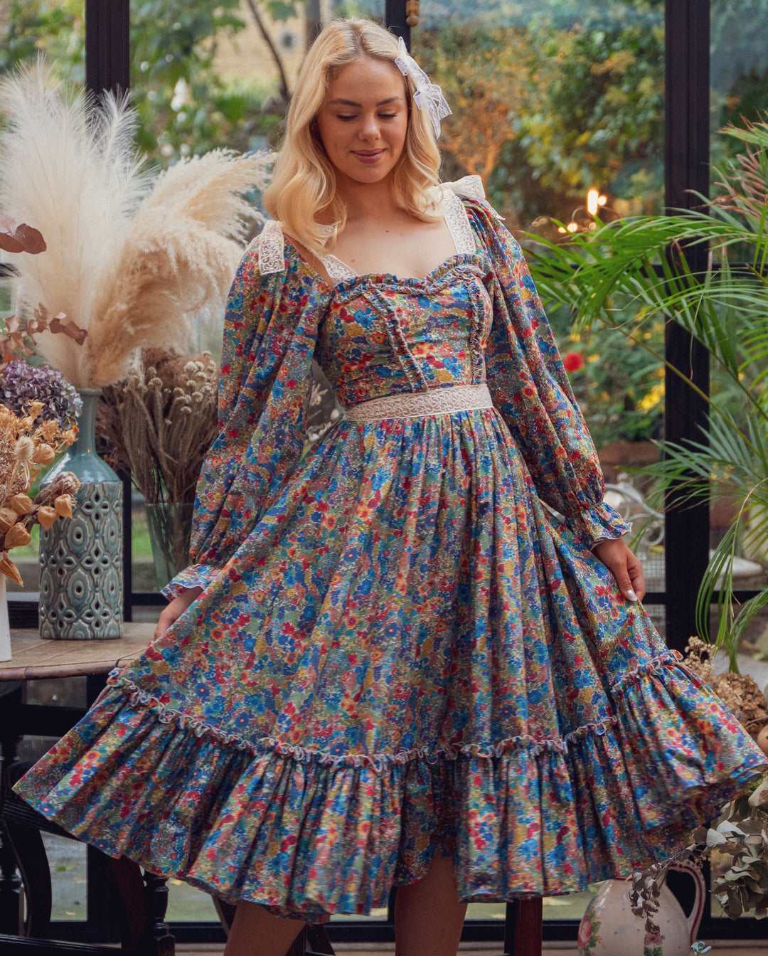spell wild bloom midi dress SPELL Wild Bloom Midi Dress in Navy