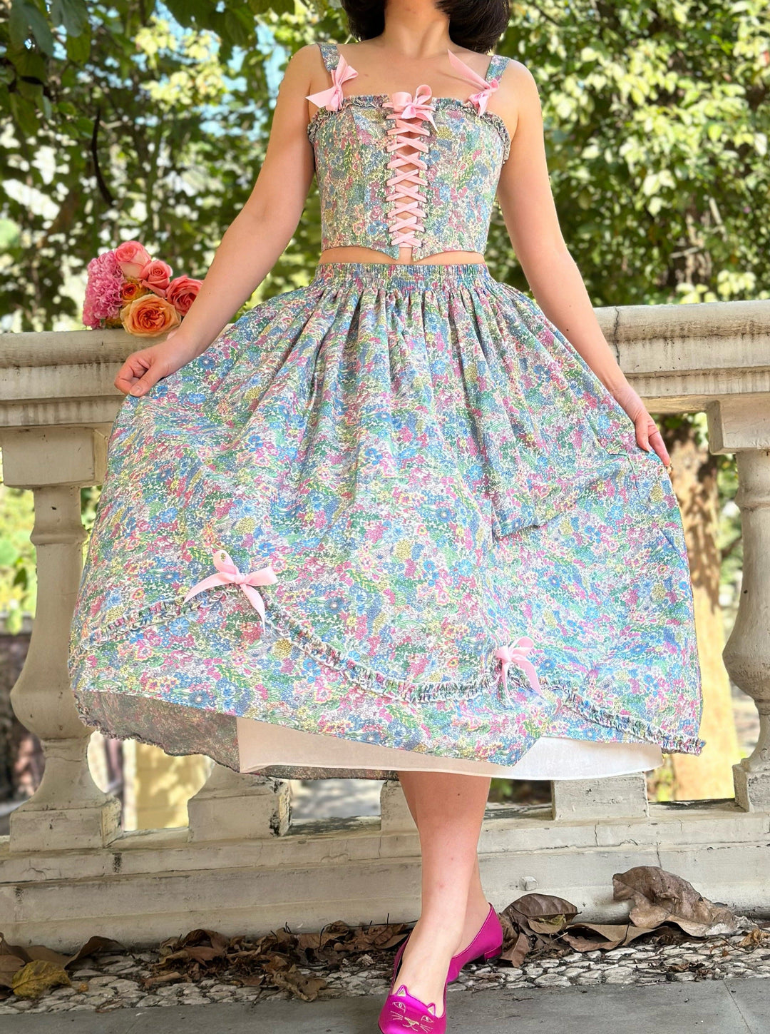 Fairy Tong Skirt Wild Meadow Magic Midi Skirt - Pastel