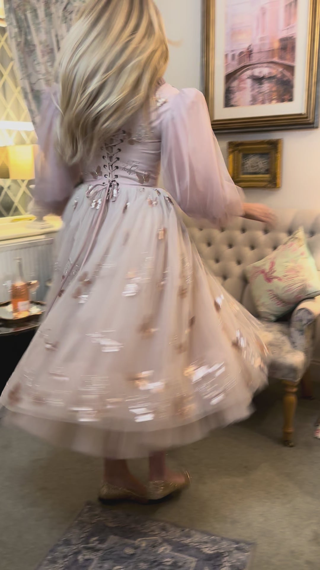 Golden Monarch Sequin Midi Dress