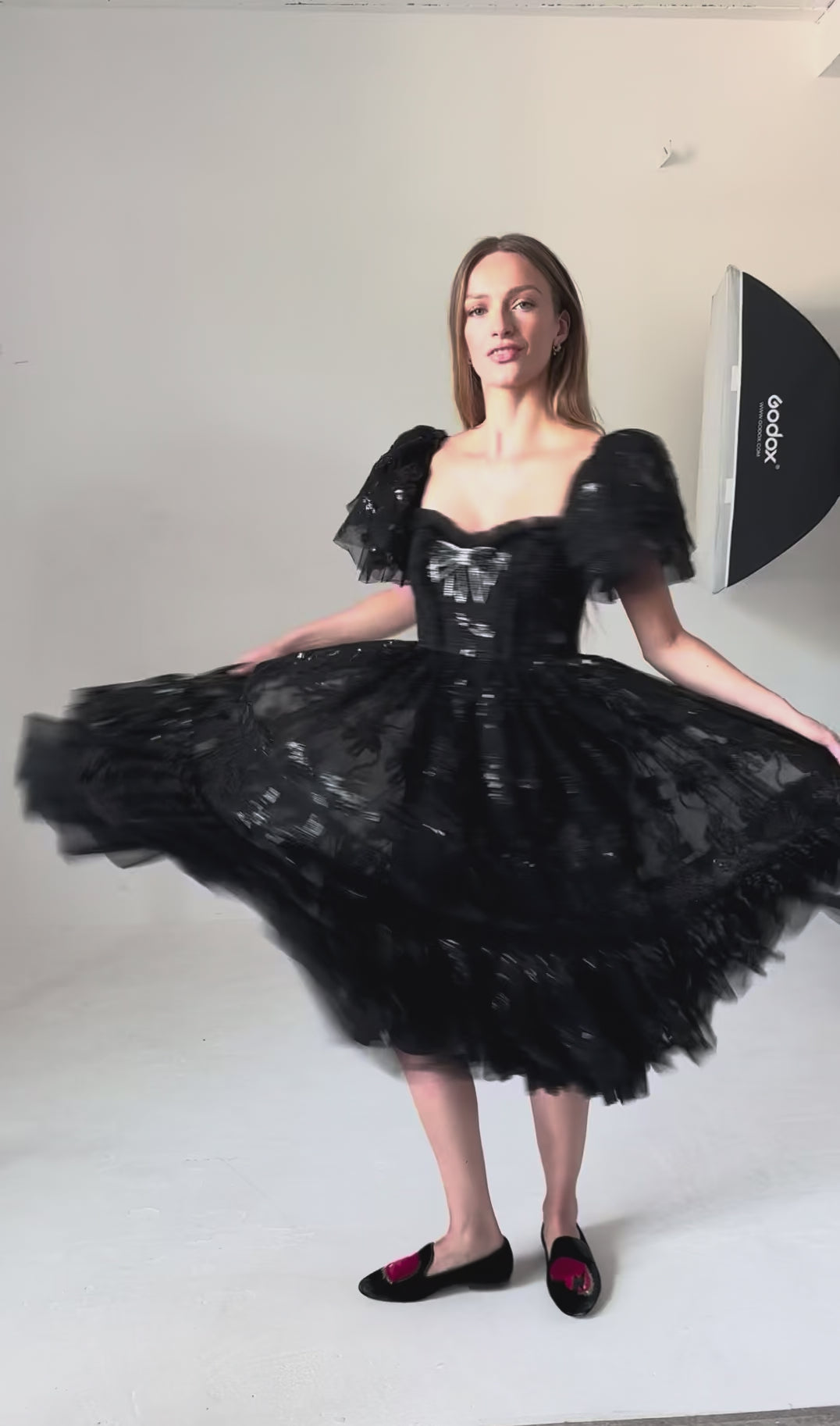 Bow Angel Sequin Dress - Black