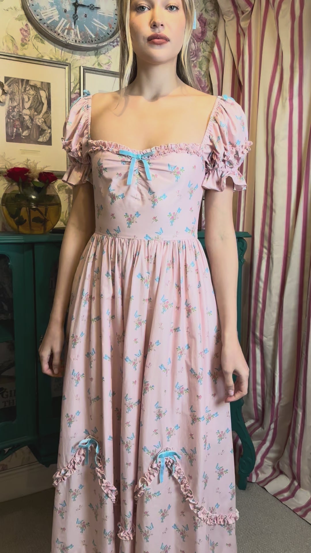 Velvet Flutter Midi Dress