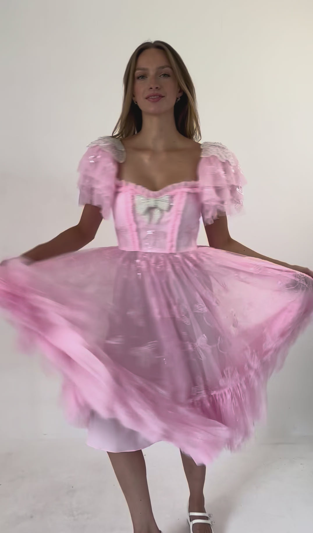 Bow Angel Sequin Dress - Pink