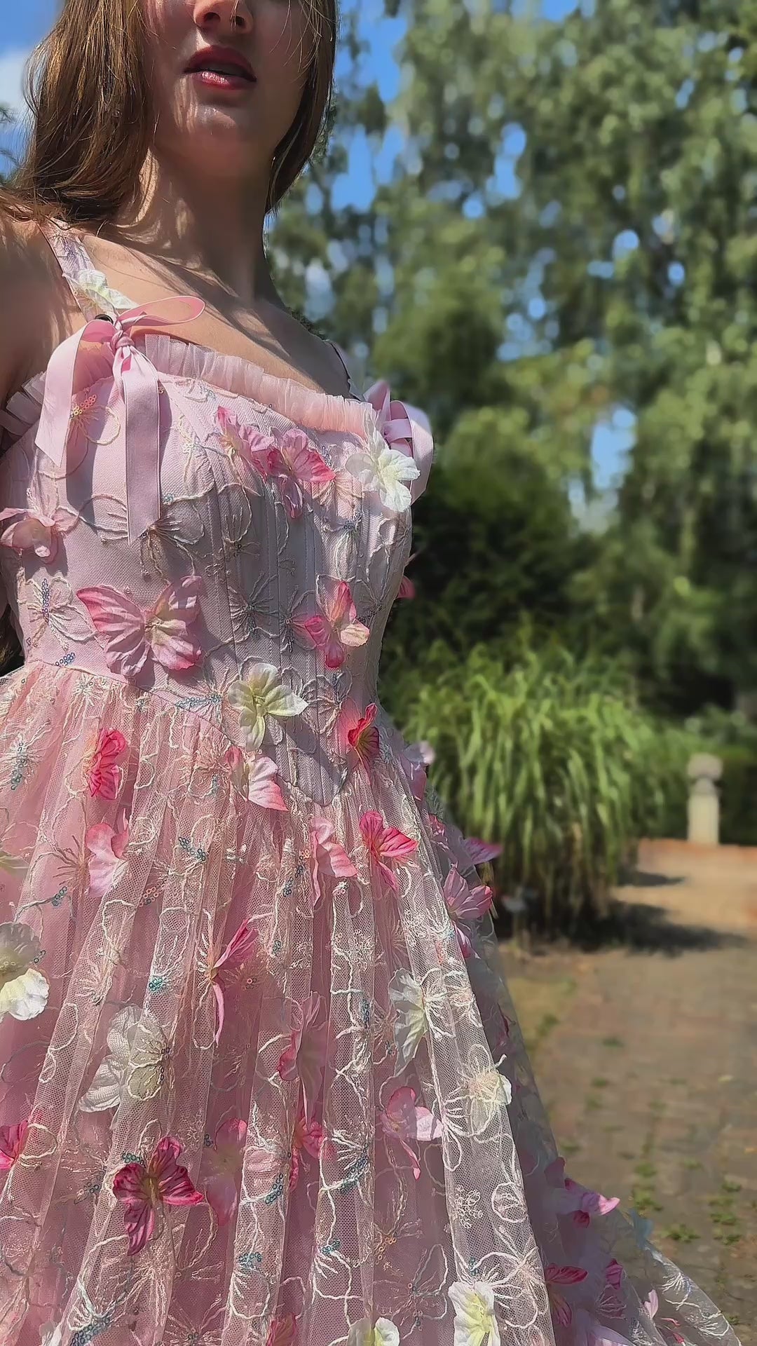 Dancing Petal &amp; Butterfly Midi Dress