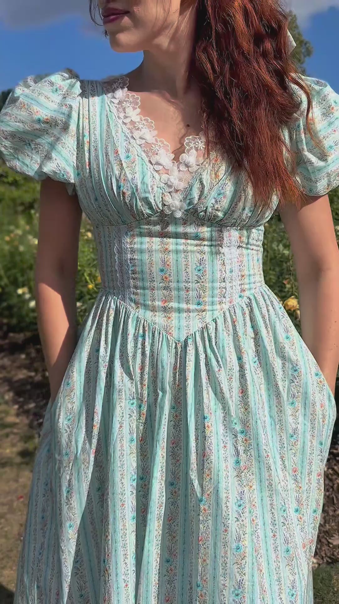 Secret Bloom Midi Dress - Blue
