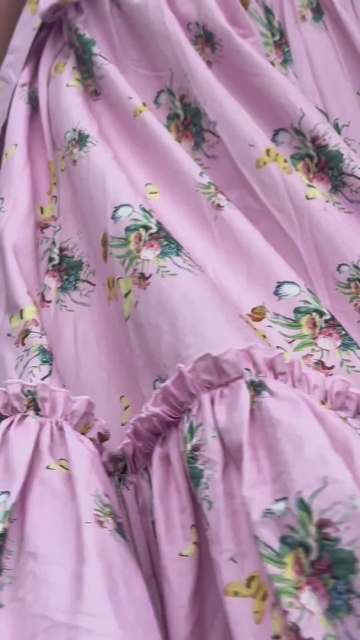 Botanical Heirloom Corset Midi Dress - Pink