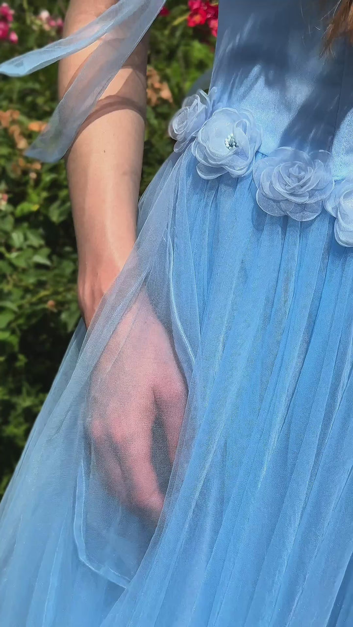Blossom Belle Tulle Midi Dress - Blue