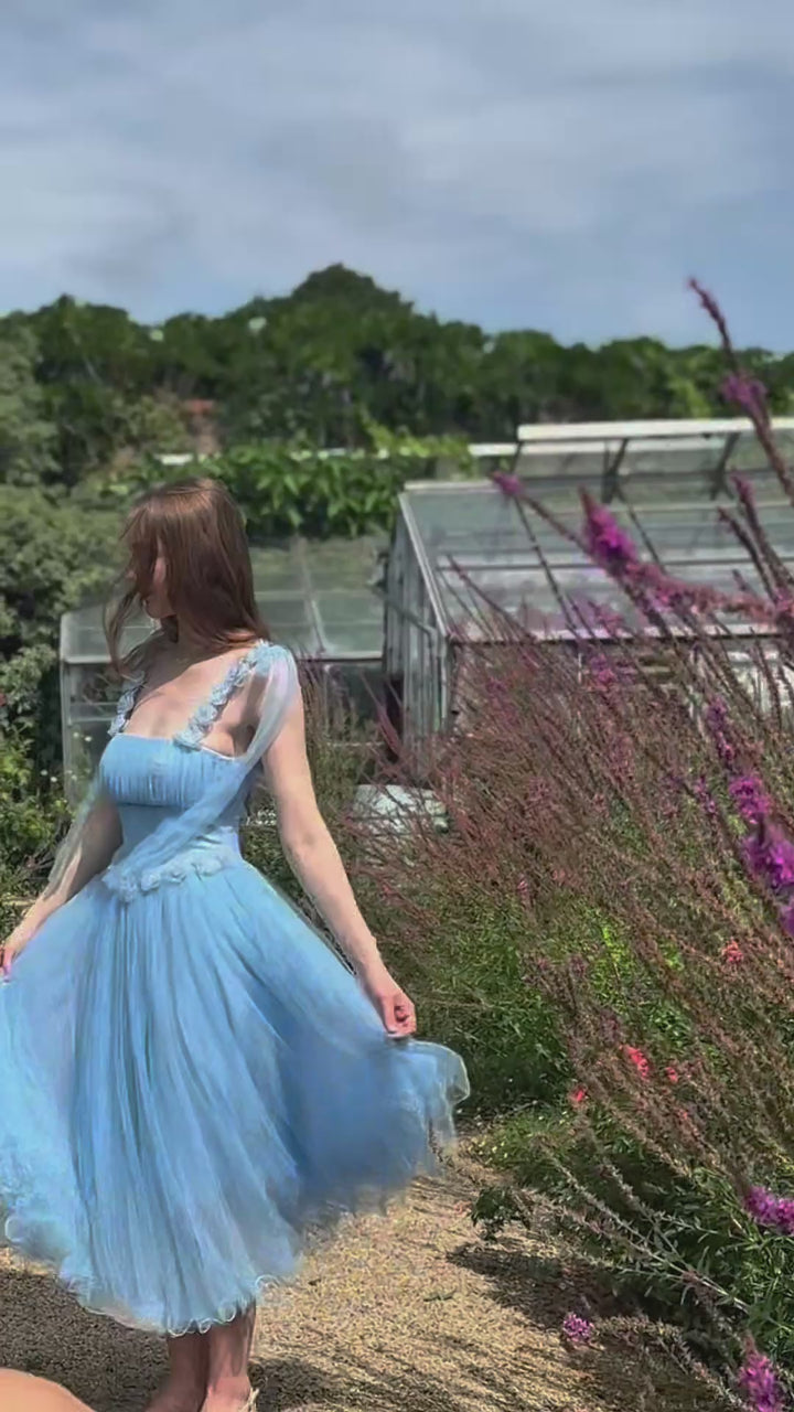 Blossom Belle Tulle Midi Dress - Blue