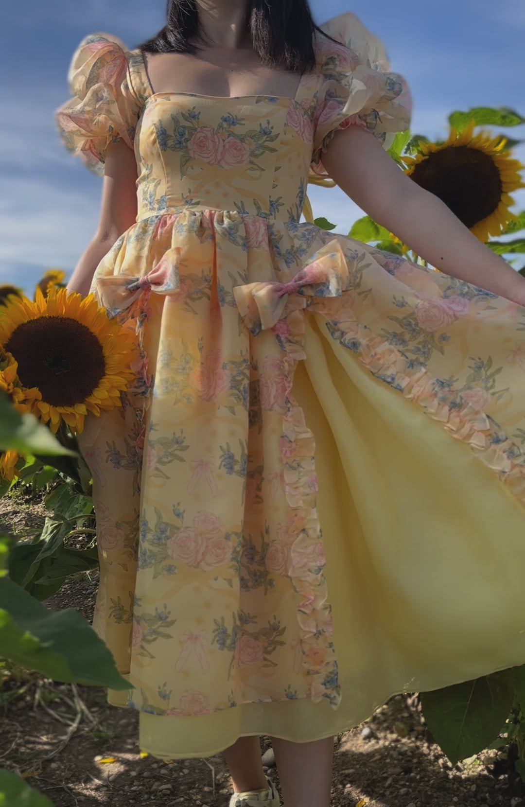 Rose Waltz Midi Dress - Sunshine Yellow