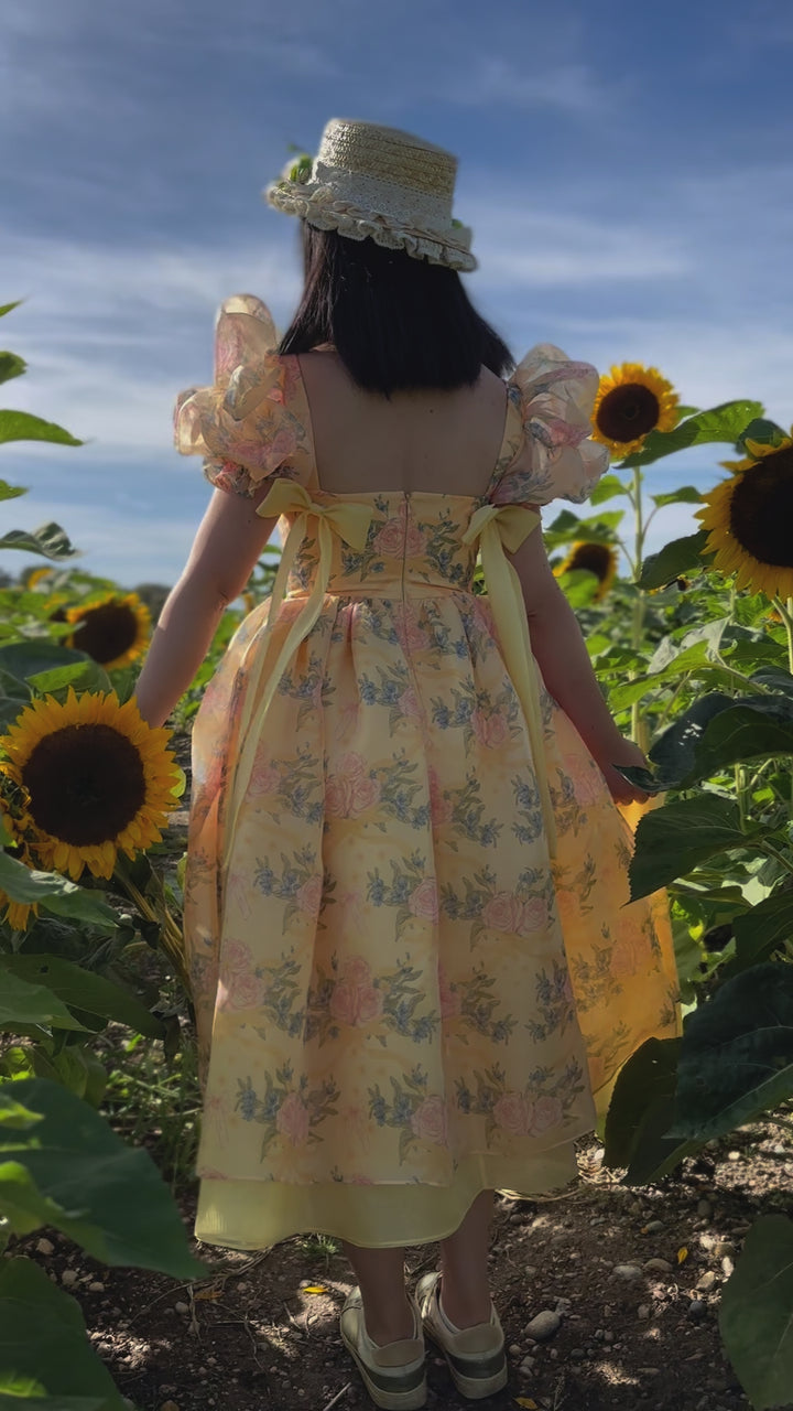 Rose Waltz Midi Dress - Sunshine Yellow