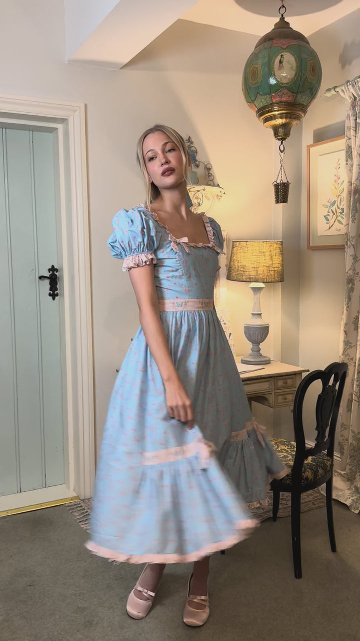 Butterfly Garden Midi Dress - Blue