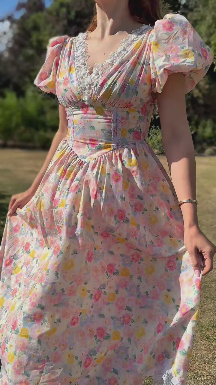 Painted Bloom Midi Dress - Pink