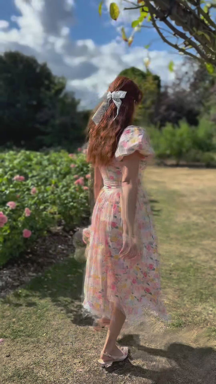 Painted Bloom Midi Dress - Pink