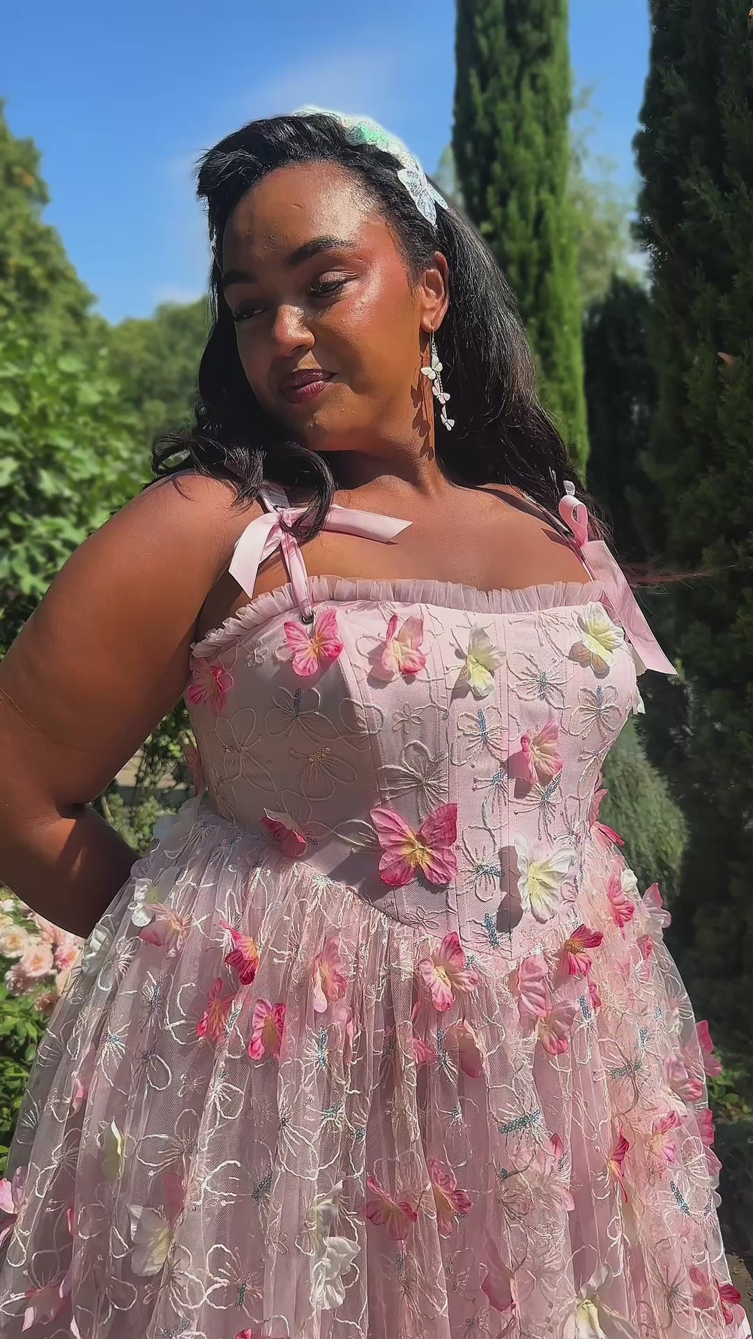 Dancing Petal &amp; Butterfly Midi Dress